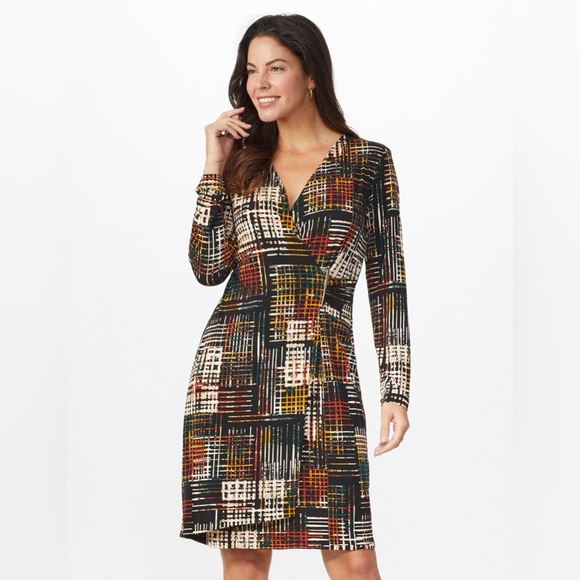 Connected Apparel Hardware Trim Surplice Dress - Picture 11 of 12